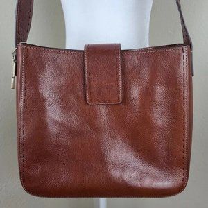 FOSSIL Genuine Brown Leather Tote Bag 11 X 10 Inside Pockets Hand Bag LIKE NEW!